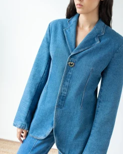 Discount Isla Blazer Organic Cotton Denim Blue Tailoring | Jackets