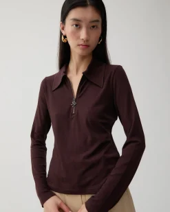 Sale Jasmine Top Tencel Cotton Blend Jersey Brown T-Shirts & Tanks | Clothing