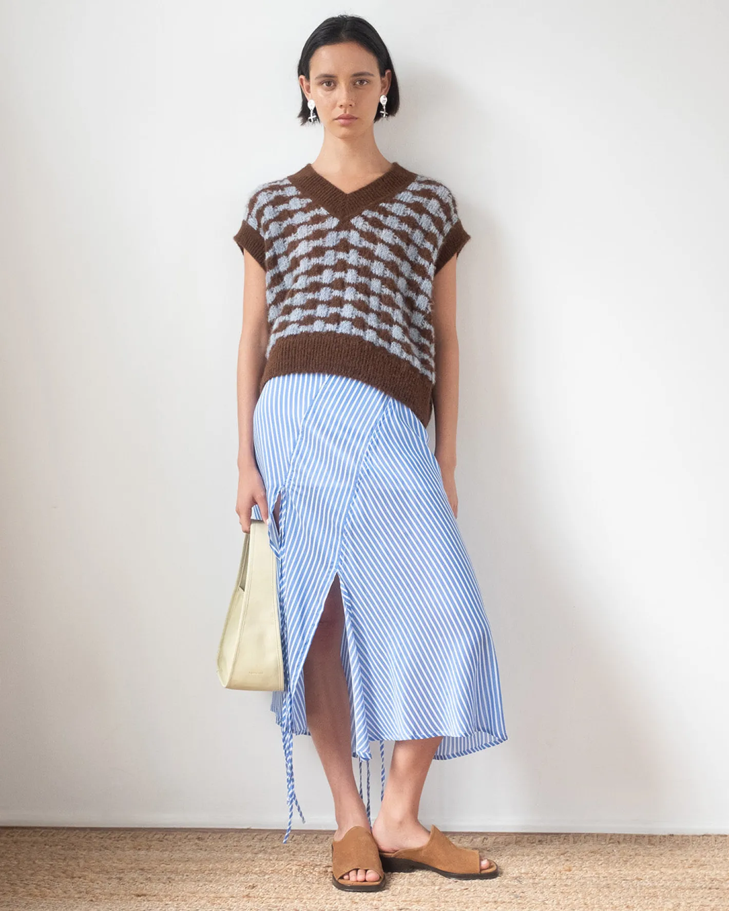 Sale Joey Skirt Satin Stripe Blue Skirts | Clothing