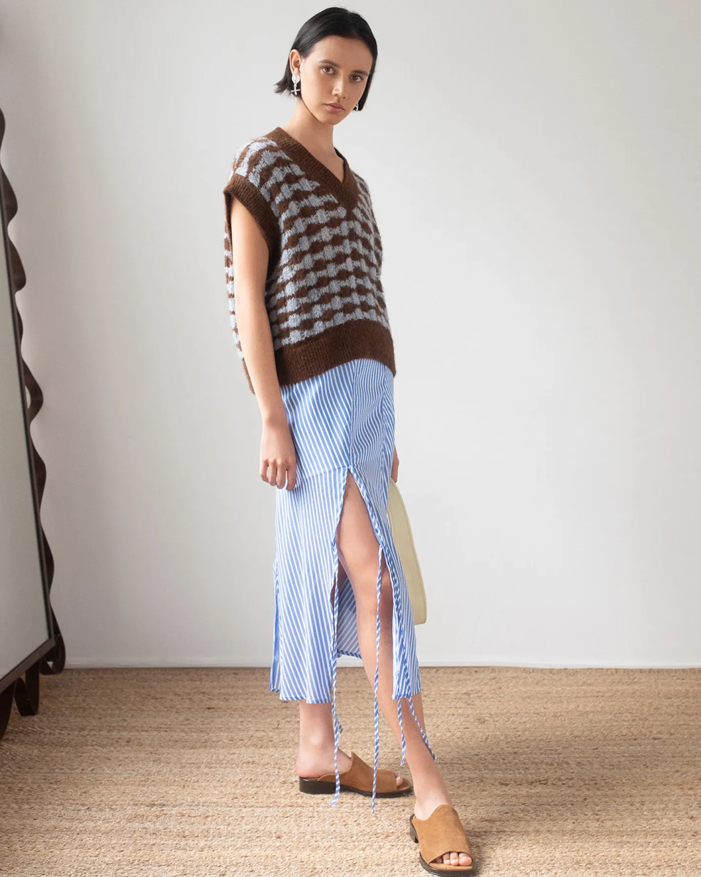 Sale Joey Skirt Satin Stripe Blue Skirts | Clothing