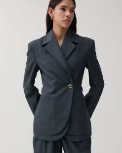 New Johanna Blazer Wool Blend Suiting Slate Tailoring | Jackets