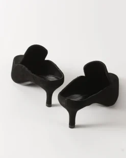 Online Kitten Mule Suede Black Heels