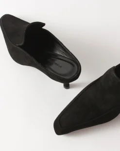 Online Kitten Mule Suede Black Heels