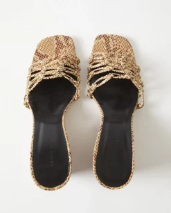 New Kyle Wedges Leather Print Snake Butter Heels