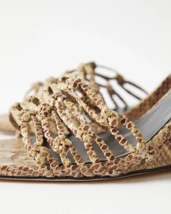 New Kyle Wedges Leather Print Snake Butter Heels