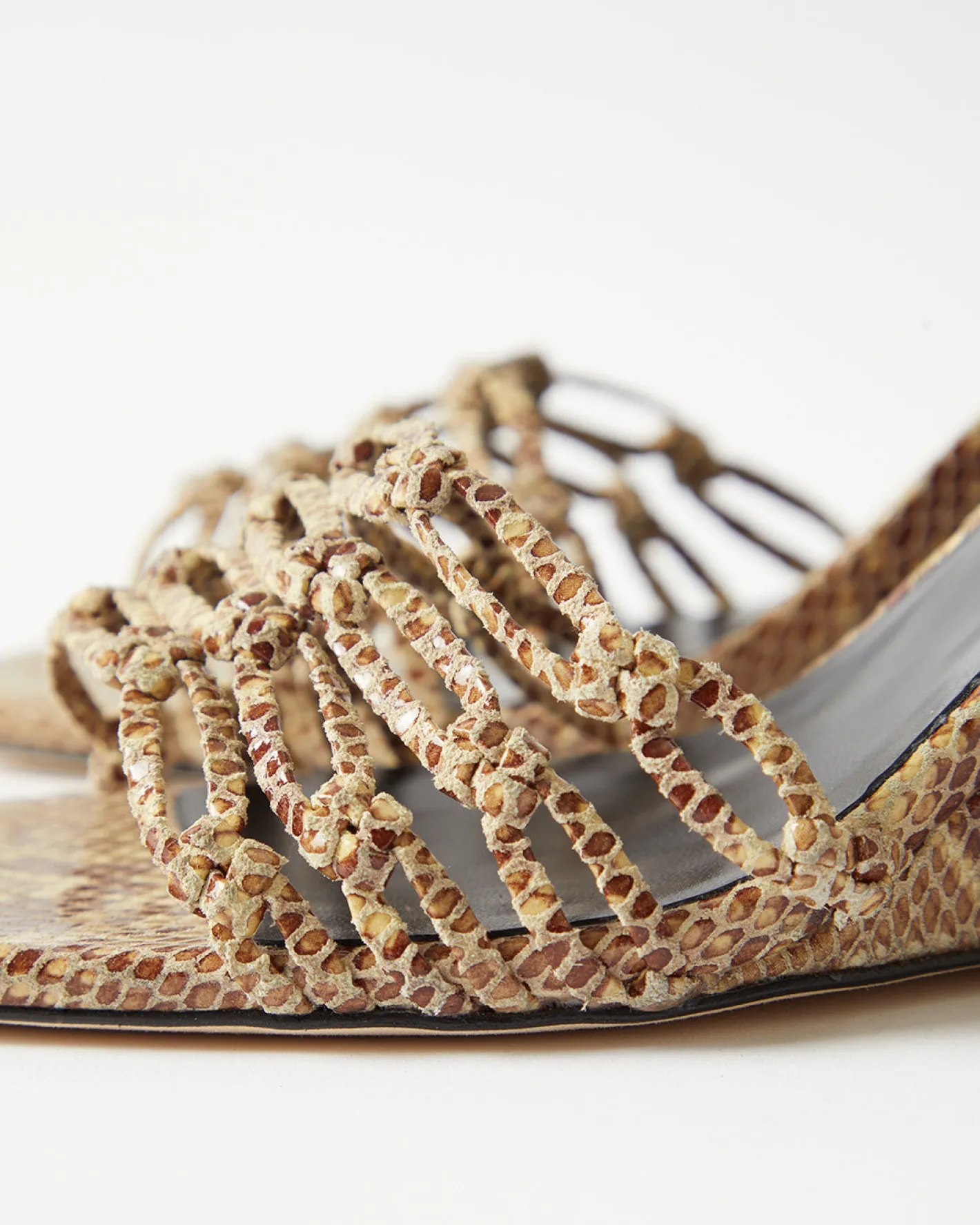 New Kyle Wedges Leather Print Snake Butter Heels