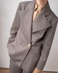 Fashion Leila Blazer Tencel Blend Grey Tailoring | Jackets