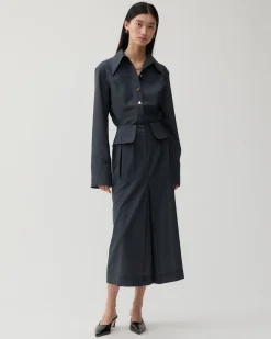 Clearance Lila Skirt Wool Blend Suiting Slate Skirts | Tailoring