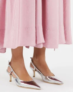 Outlet Lou Kitten Heels Leather Silver Heels