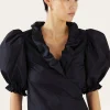 Outlet Luna Blouse Recycled Blend Taffeta Navy Shirts & Blouses | Clothing