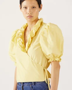 Hot Luna Blouse Taffeta Yellow Shirts & Blouses | Clothing