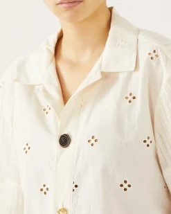 Online Marty Shirt Cotton Embroidery Cream Shirts & Blouses | Clothing