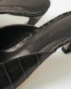 Hot Mathilde Mule Leather Emboss Croc Black Heels