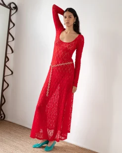 Outlet Mila Dress Lace Red Dresses | Clothing