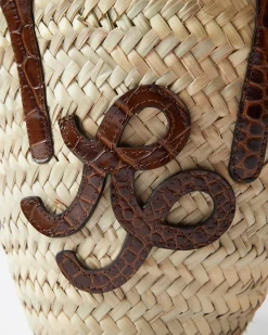 Best Mini Basket Tote Leather Emboss Croc Brown Everyday