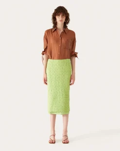Fashion Mirren Skirt Cotton Blend Seersucker Acid Green Skirts
