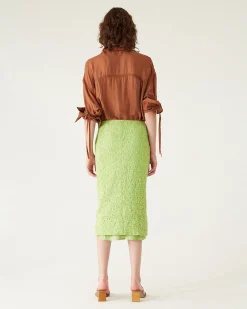 Fashion Mirren Skirt Cotton Blend Seersucker Acid Green Skirts