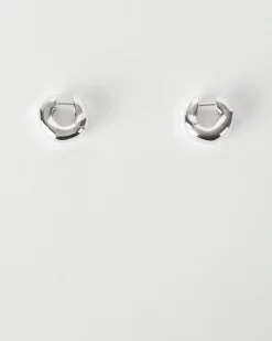 Online Molten Hinged Hoops Silver Plated Earrings