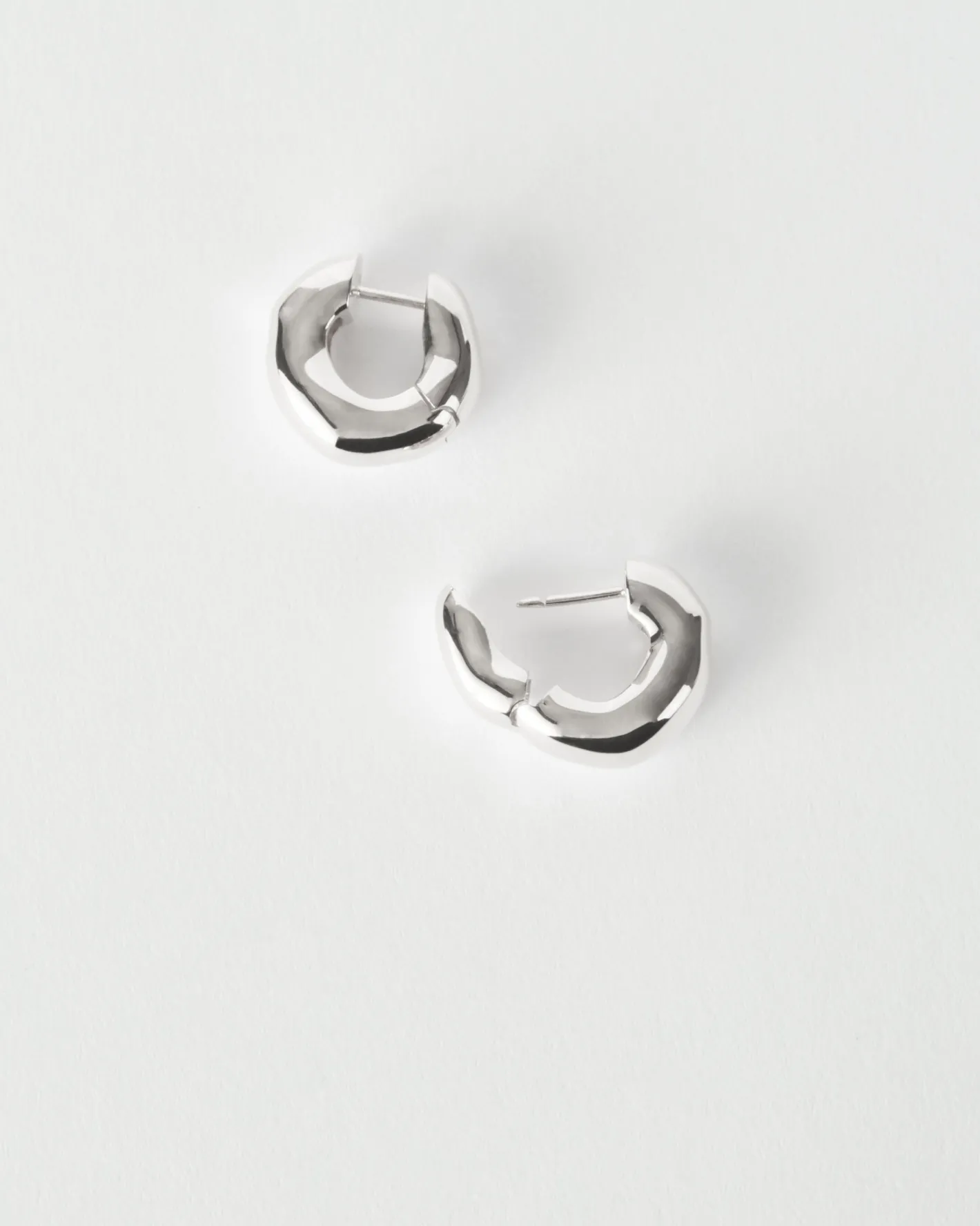 Online Molten Hinged Hoops Silver Plated Earrings