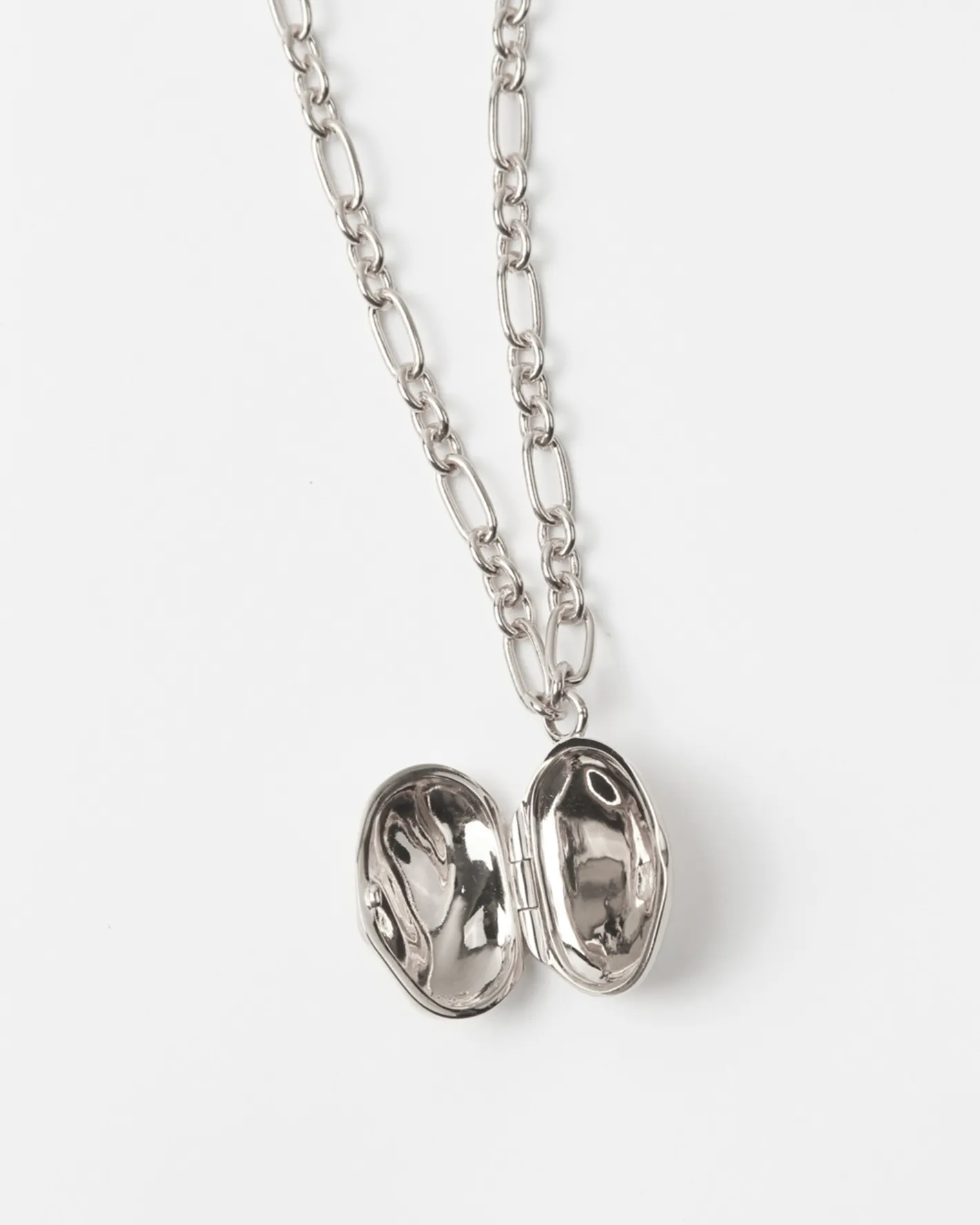 Fashion Molten Locket Necklace Silver Plated Necklaces
