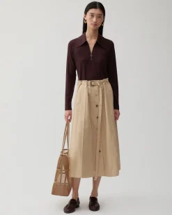 Clearance Noor Skirt Cotton Blend Tan Skirts | Clothing