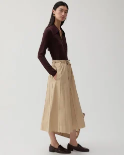 Clearance Noor Skirt Cotton Blend Tan Skirts | Clothing