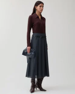 Sale Odette Skirt Wool Blend Suiting Slate Skirts | Tailoring