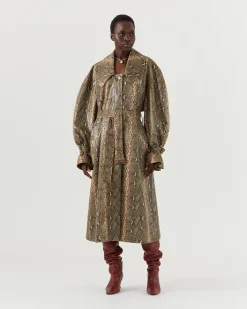 Clearance Oona Trenchcoat Faux Snakeskin Beige Trenches | Trenches