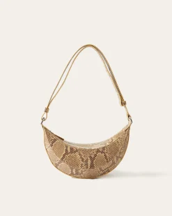 Clearance Petite Banana Bag Leather Print Snake Everyday