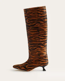 Outlet Pillar Boots Calfhair Print Brown Boots