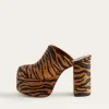 Hot Polly Platform Calfhair Print Brown Heels