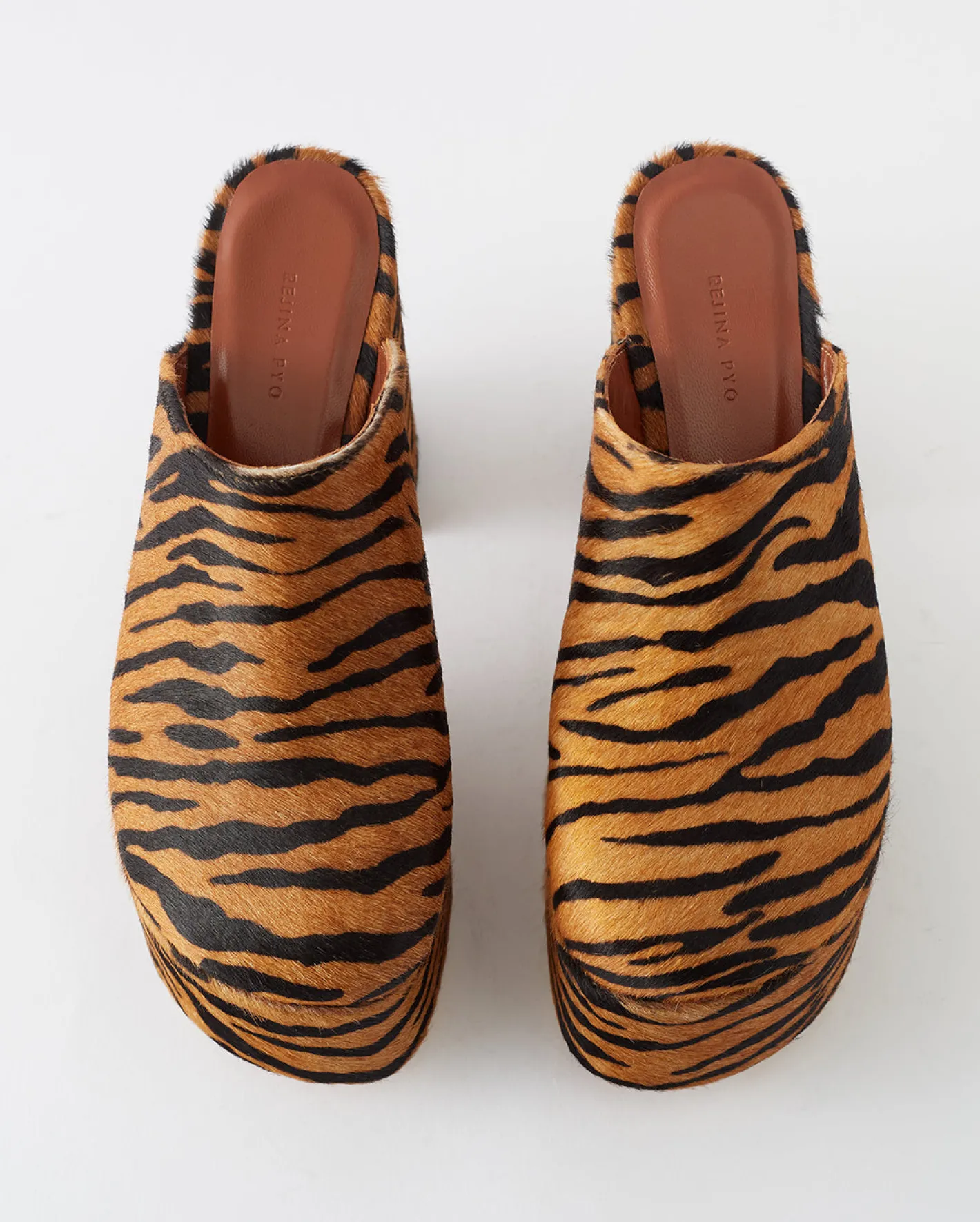 Hot Polly Platform Calfhair Print Brown Heels