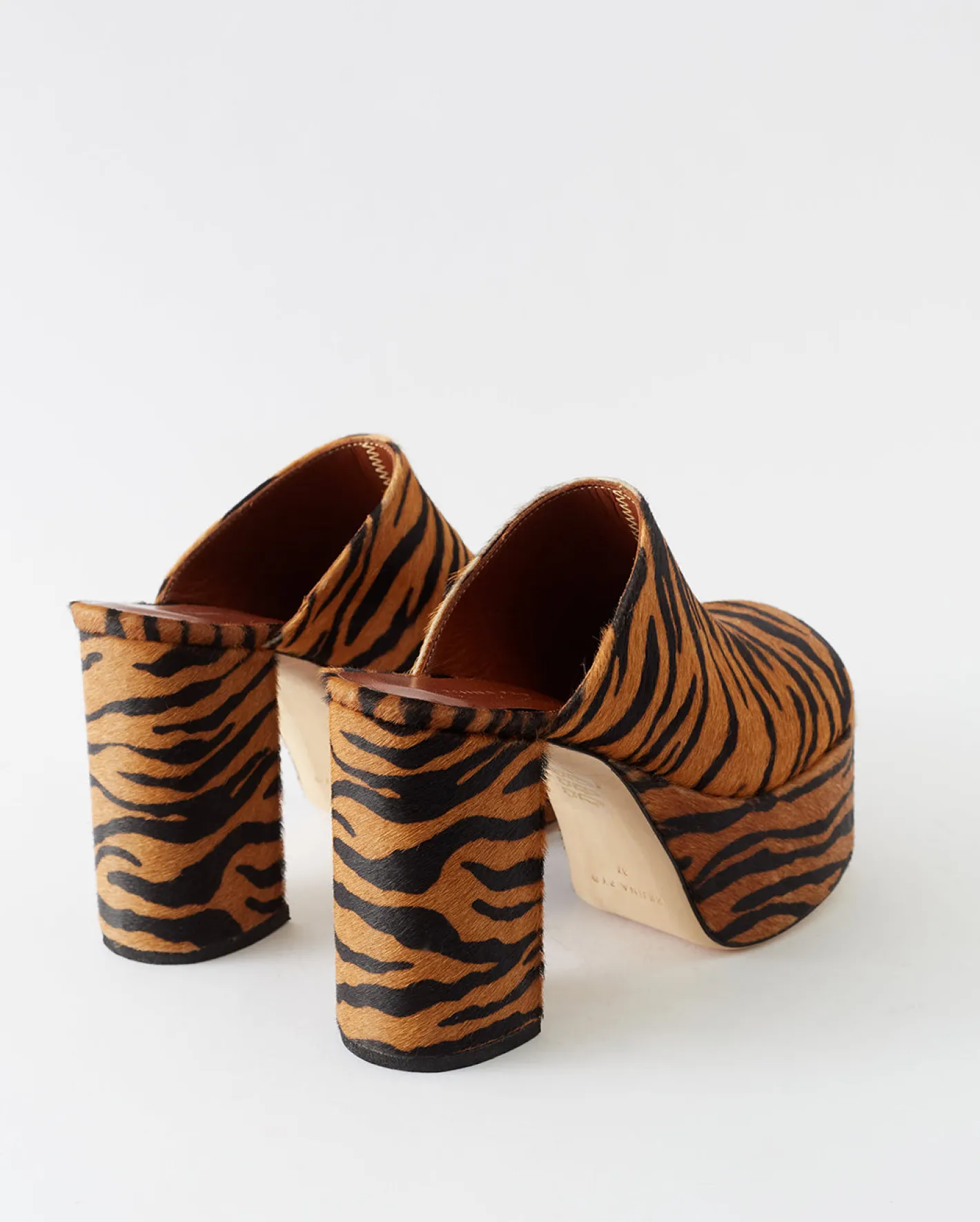 Hot Polly Platform Calfhair Print Brown Heels