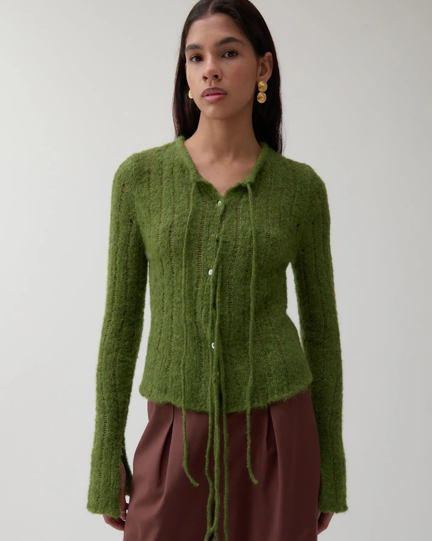Online Robyn Cardigan Alpaca Green Knitwear | Clothing