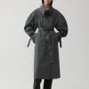 Discount Romy Trenchcoat Cotton Blend Twill Charcoal Trenches | Trenches