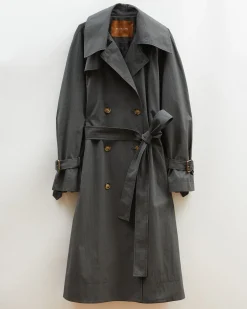 Discount Romy Trenchcoat Cotton Blend Twill Charcoal Trenches | Trenches