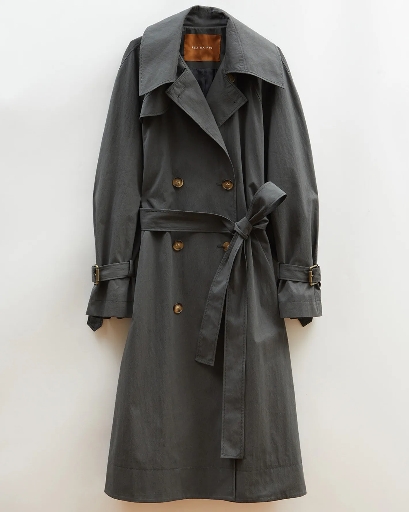Discount Romy Trenchcoat Cotton Blend Twill Charcoal Trenches | Trenches