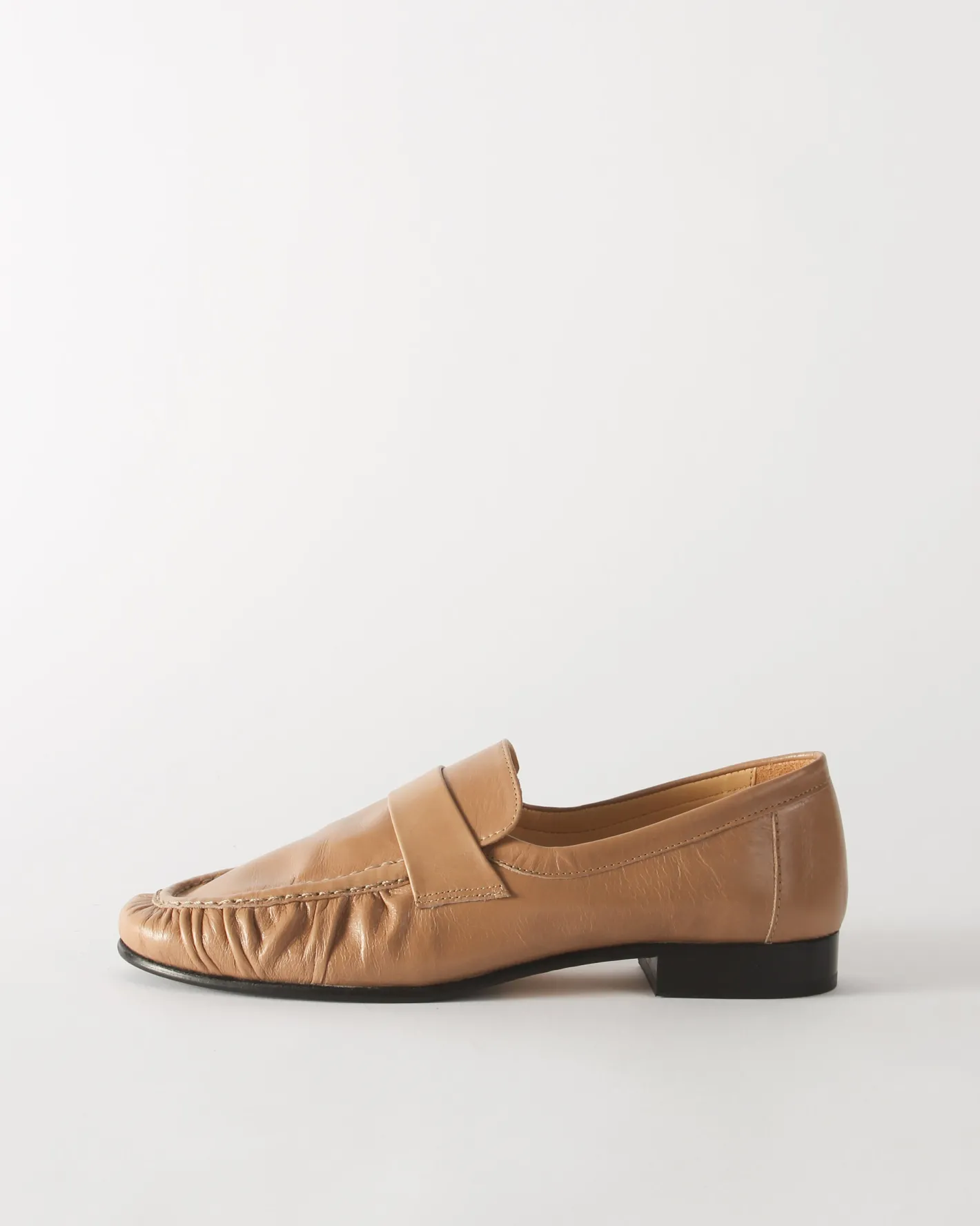 Sale Ruched Loafer Leather Miele Flats