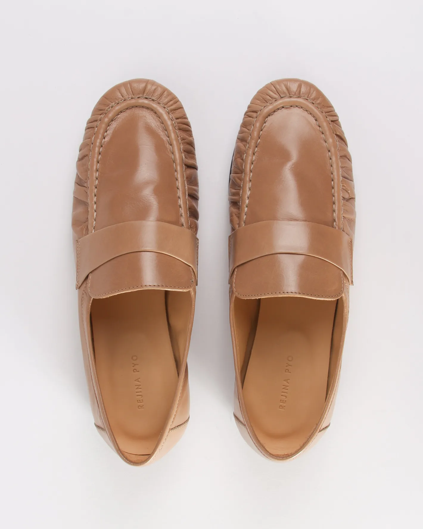 Sale Ruched Loafer Leather Miele Flats