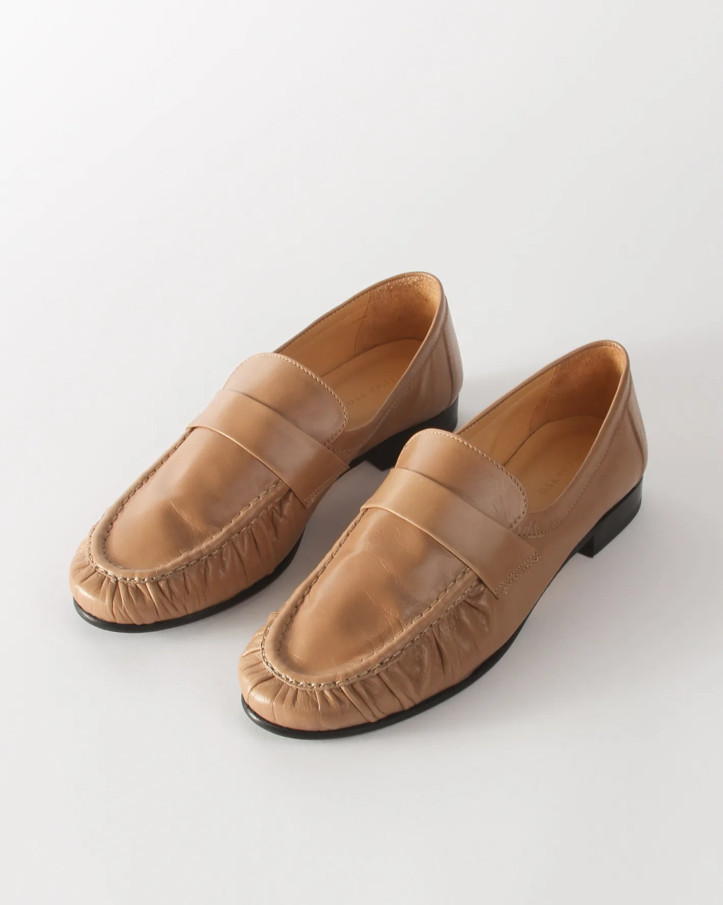 Sale Ruched Loafer Leather Miele Flats