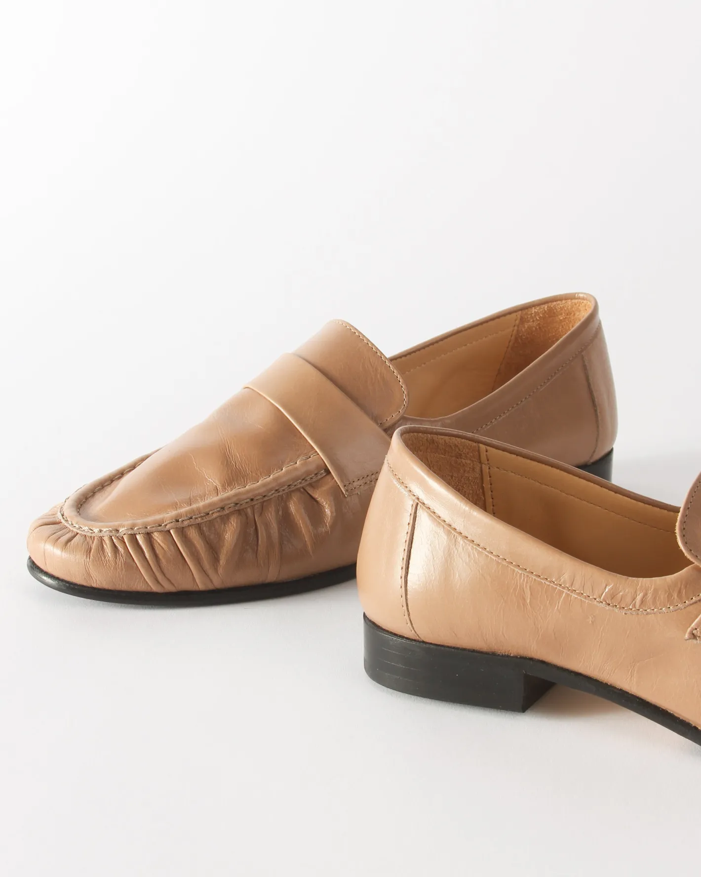 Sale Ruched Loafer Leather Miele Flats