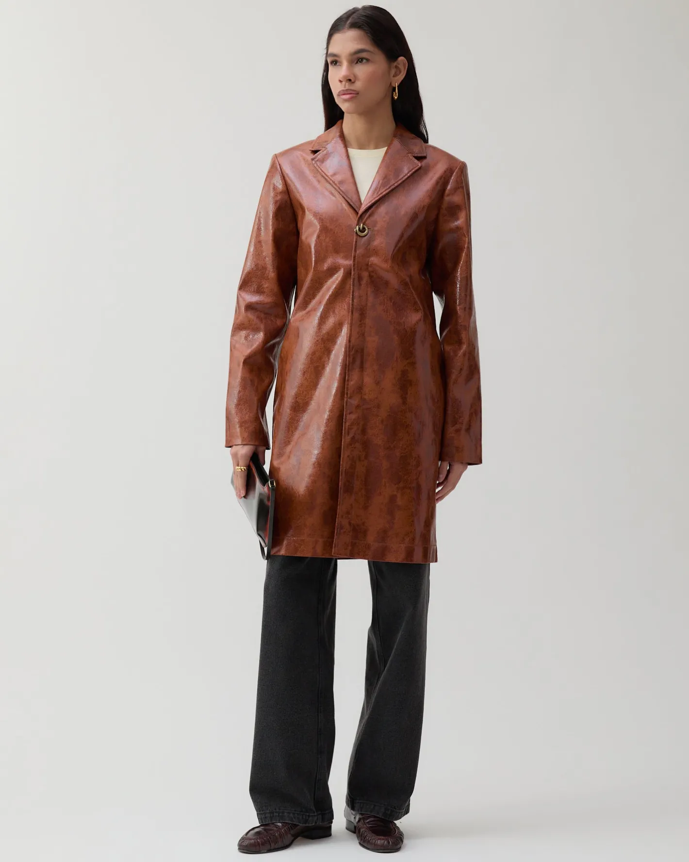 Sale Samantha Jacket Faux Leather Brown Jackets | Jackets