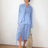 Outlet Saskia Shirt Satin Stripe Blue Shirts & Blouses | Clothing
