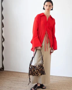 Fashion Saskia Shirt Tencel Blend Red Shirts & Blouses | Clothing