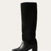 Fashion Shania Boots Suede and Leather Black Boots