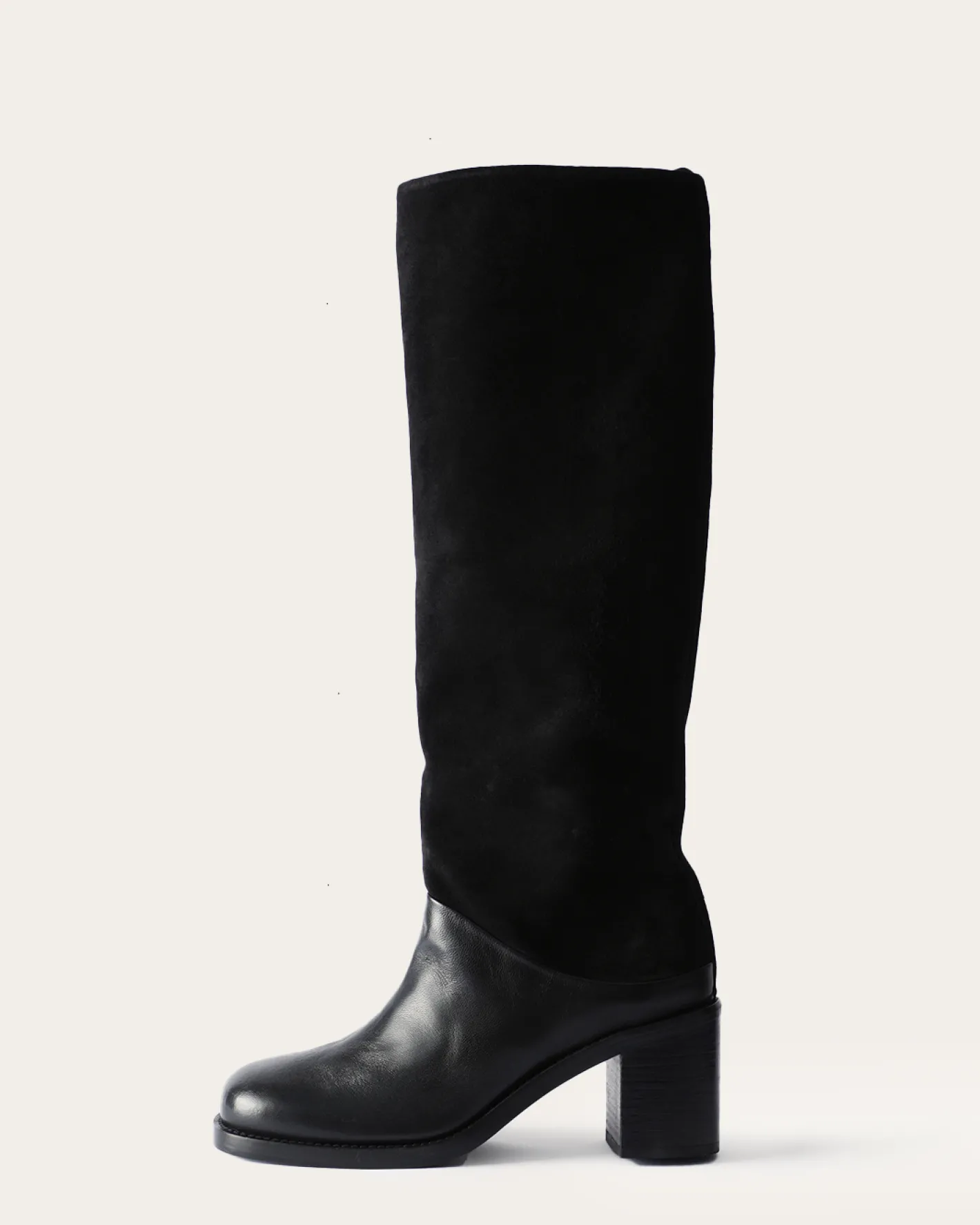 Fashion Shania Boots Suede and Leather Black Boots