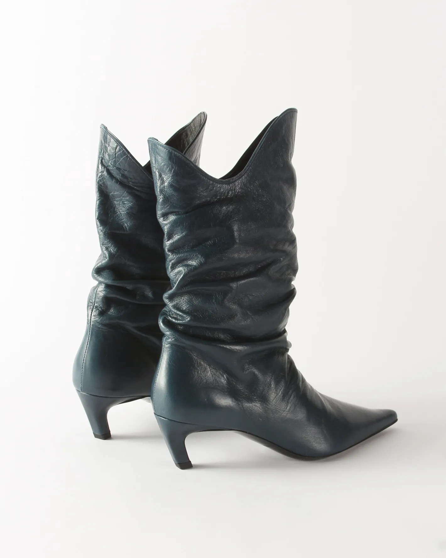 Outlet Slouchy Boot Leather Petroleo Boots