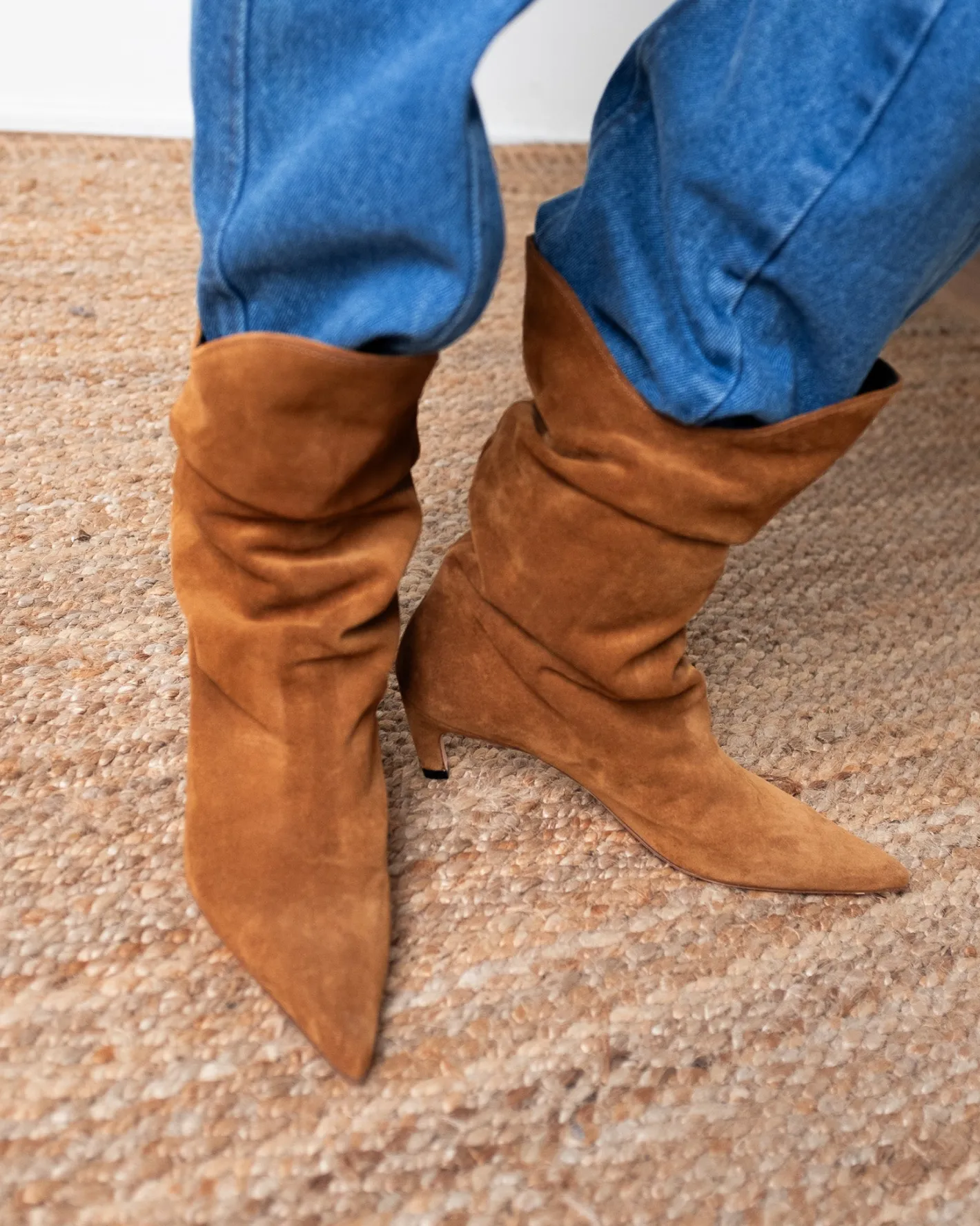 Discount Slouchy Boot Suede Tan Boots