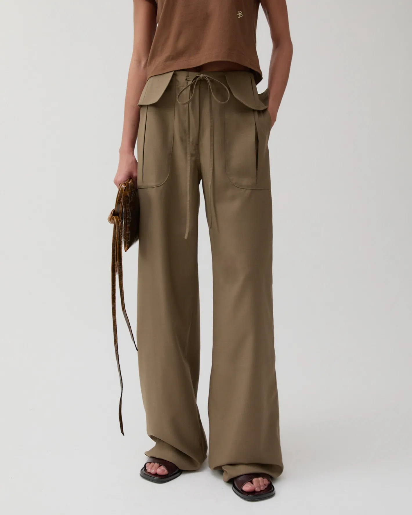 Sale Sonia Trousers Wool Blend Olive Trousers | Tailoring