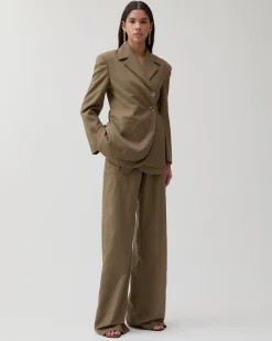Sale Sonia Trousers Wool Blend Olive Trousers | Tailoring